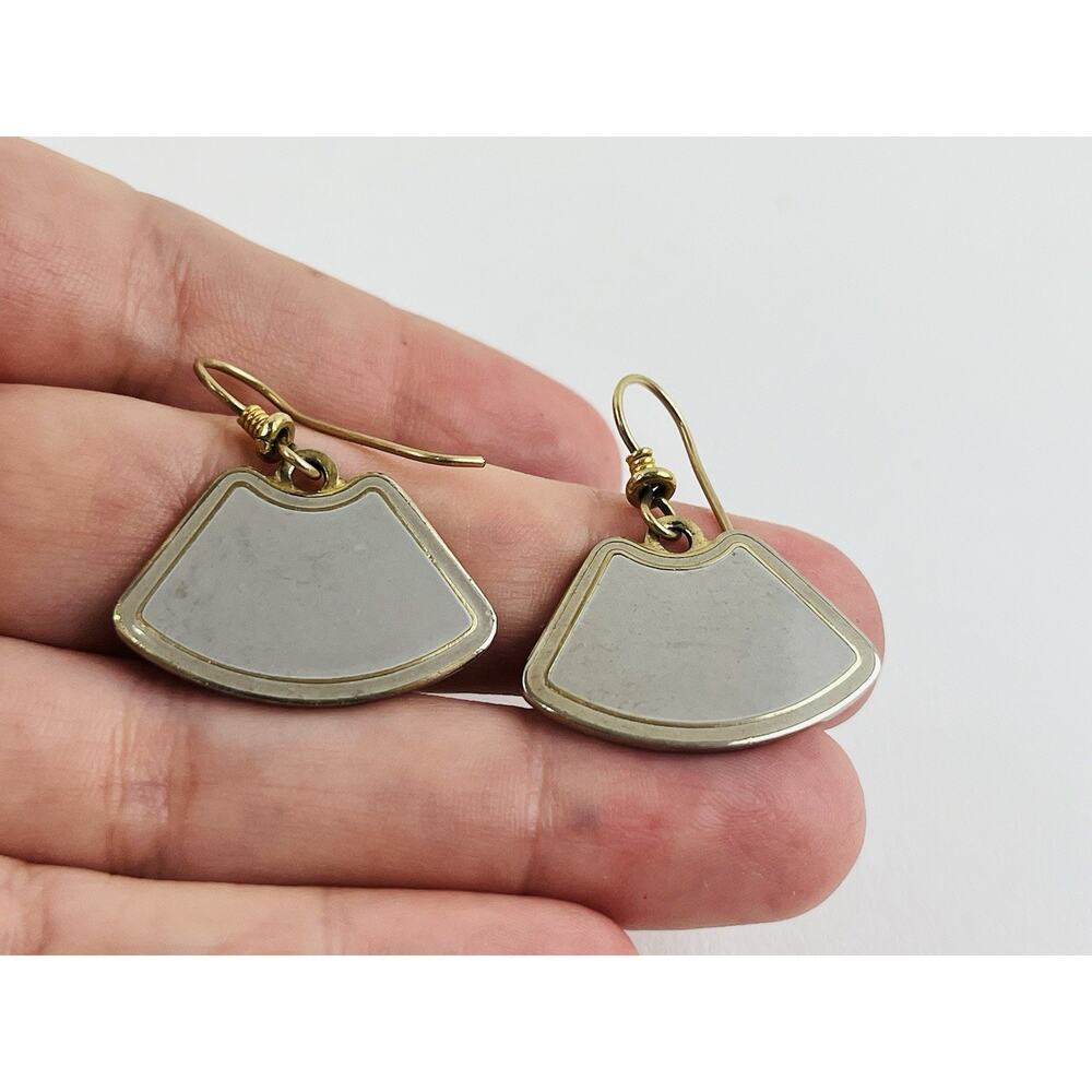 Rare Vintage Laurel Burch Earrings Fan Wave Style Solid Color Tan Champagne 80s - Picture 11 of 11